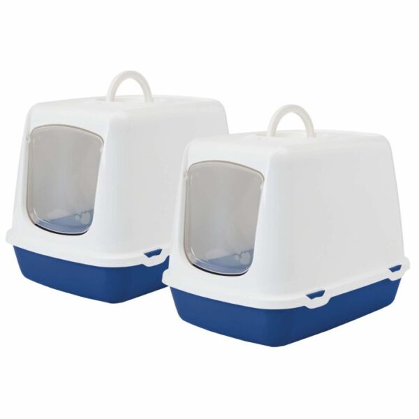 2er sparpack katzentoilette haubentoilette oscar weiss blau 50 x 37 x 39 cm