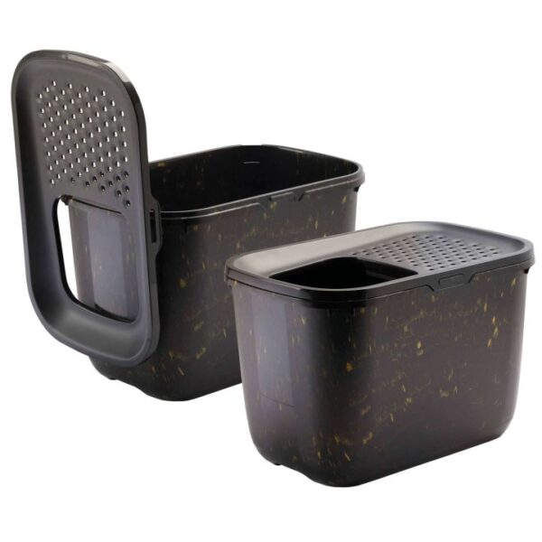 2er sparpack katzentoilette hop in einstieg von oben schwarz marmor gold