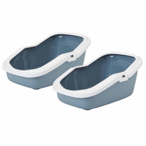 2er sparpack katzentoilette katzenklo mit rand aseo blau weiss