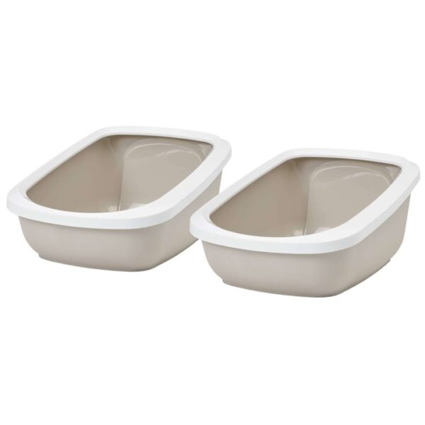 2er sparpack katzentoilette katzenklo mit rand aseo jumbo weiss beige