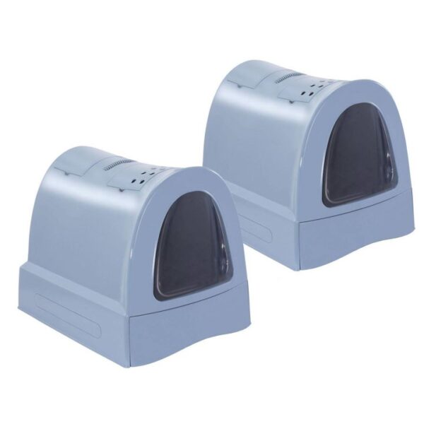 2er sparpack katzentoilette mit schublade tragegriff staufach blau