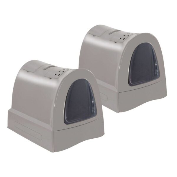 2er sparpack katzentoilette mit schublade tragegriff staufach braun