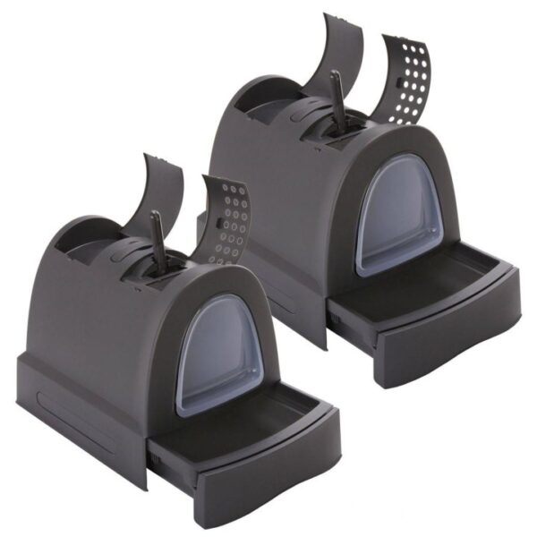 2er sparpack katzentoilette mit schublade tragegriff staufach schwarz