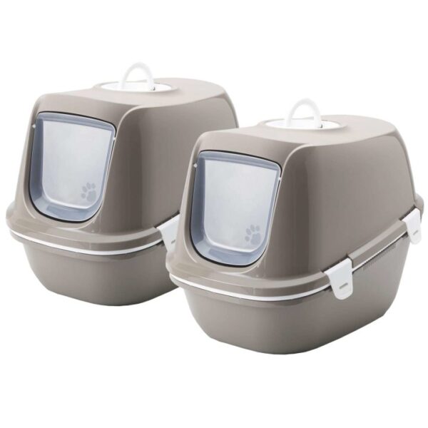 2er sparpack katzentoilette reina haube u siebeinsatz warmgrey 64 x 46 x 48 cm