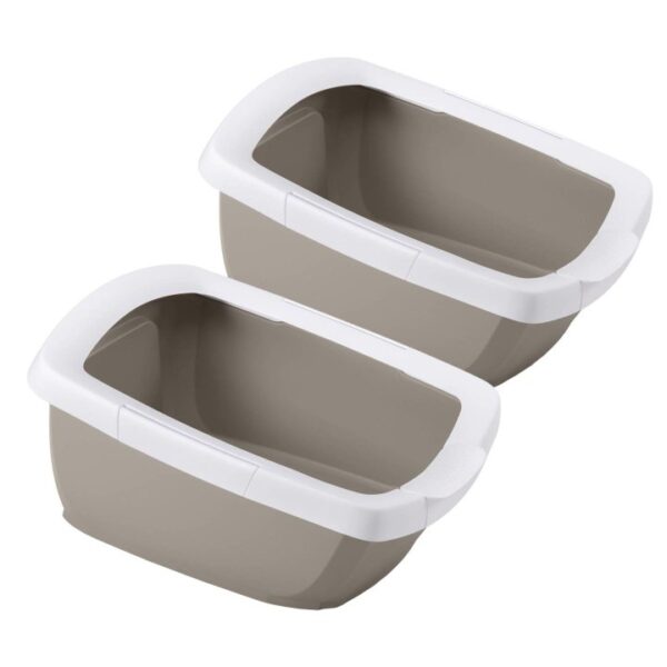 2er sparpack katzentoilette schalentoilette mit abnehmbarem rand weiss grau