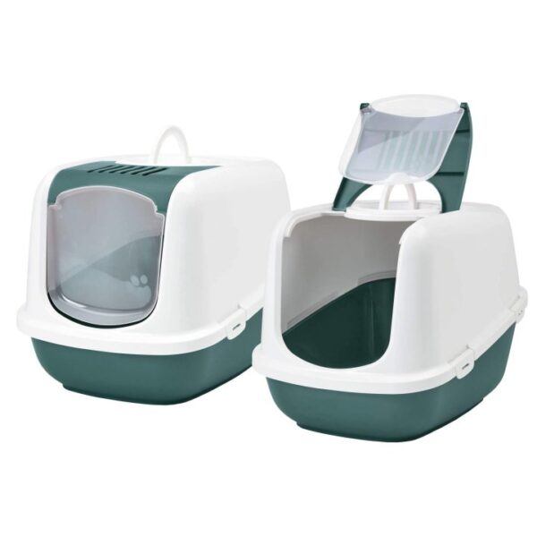 2er sparpack xxl katzentoilette nestor jumbo weiss dunkelgruen 665 x 485 x 465 cm