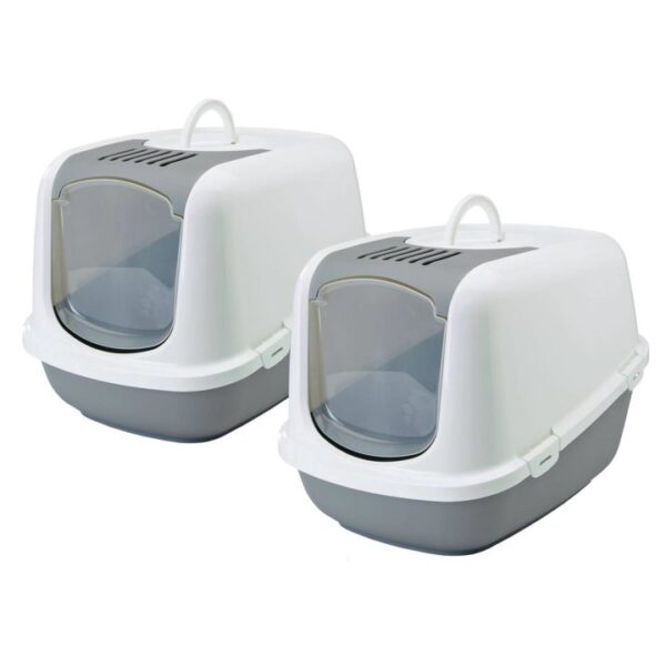 2er sparpack xxl katzentoilette nestor jumbo weiss grau 665 x 485 x 465 cm