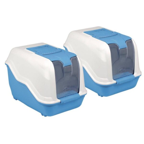 2er sparpack xxl katzentoilette netta maxi weiss blau 66 x 49 x 50 cm