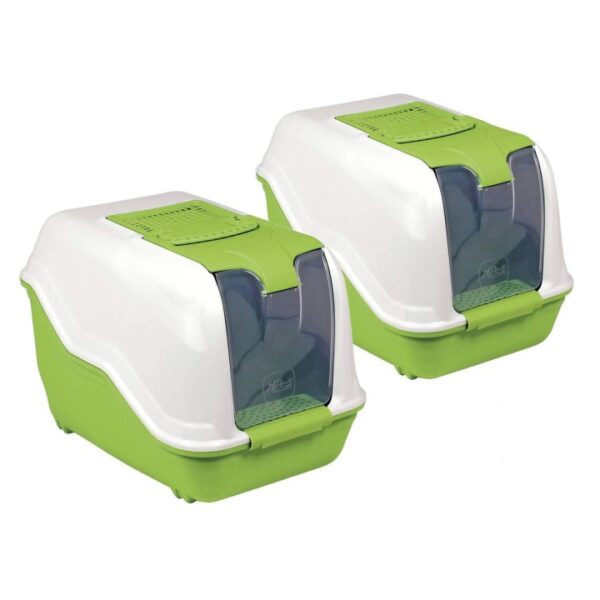 2er sparpack xxl katzentoilette netta maxi weiss gruen 66 x 49 x 50 cm