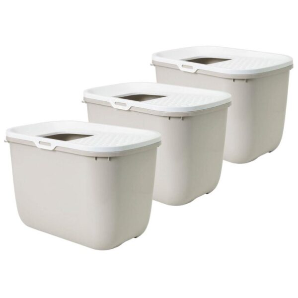 3er sparpack katzentoilette hop in einstieg von oben beige