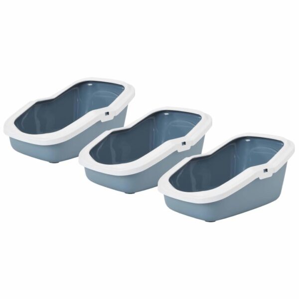 3er sparpack katzentoilette katzenklo mit rand aseo blau weiss