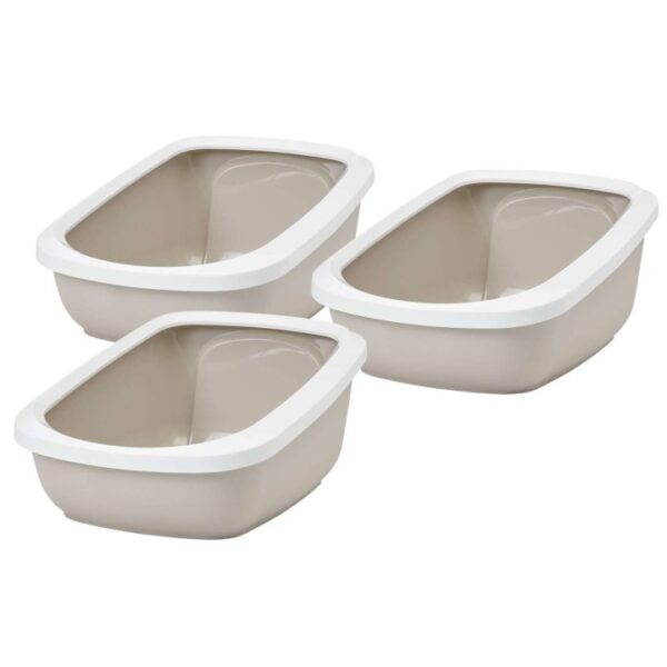 3er sparpack katzentoilette katzenklo mit rand aseo jumbo weiss beige