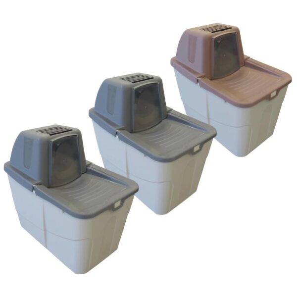 3er sparpack katzentoilette katzenklo sofia close mit einstieg von oben 2 x grau 1 x beere