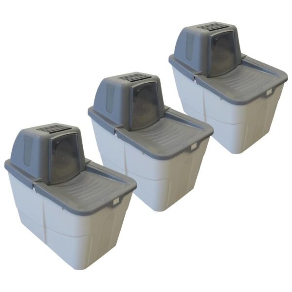 3er sparpack katzentoilette katzenklo sofia close mit einstieg von oben 3 x grau