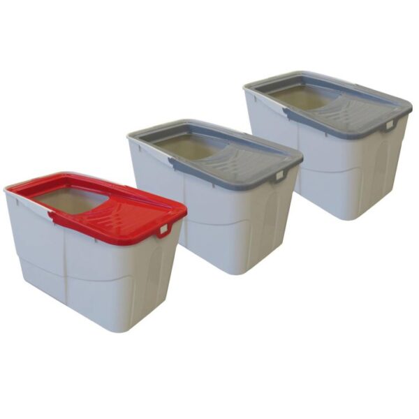 3er sparpack katzentoilette katzenklo sofia open mit einstieg von oben 2 x grau 1 x rot