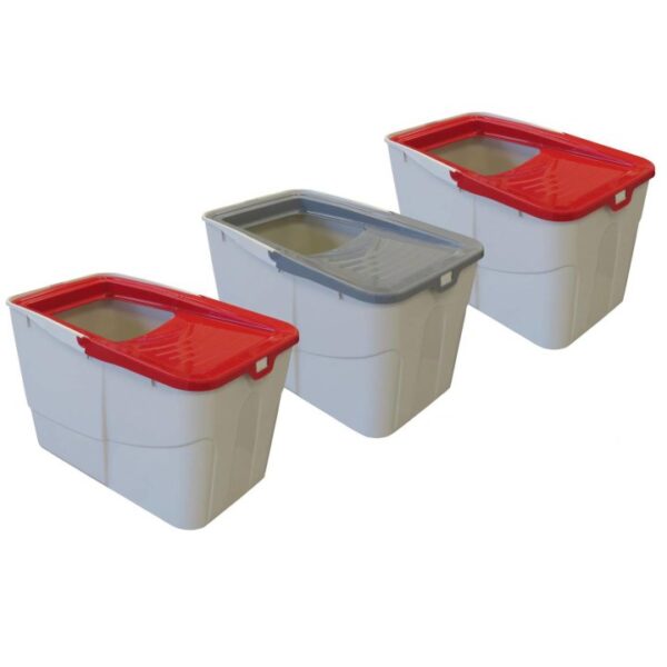 3er sparpack katzentoilette katzenklo sofia open mit einstieg von oben 2 x rot 1 x grau