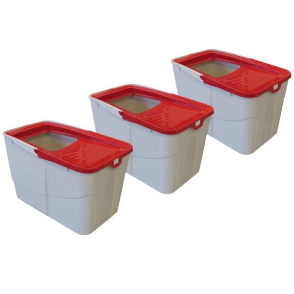 3er sparpack katzentoilette katzenklo sofia open mit einstieg von oben 3 x rot