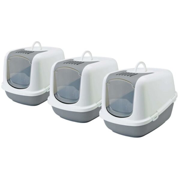 3er sparpack xxl katzentoilette nestor jumbo weiss grau 665 x 485 x 465 cm