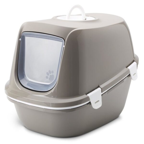 4 teilige katzentoilette katzenklo reina mit haube und siebeinsatz warmgrey weiss 64 x 46 x 48 cm