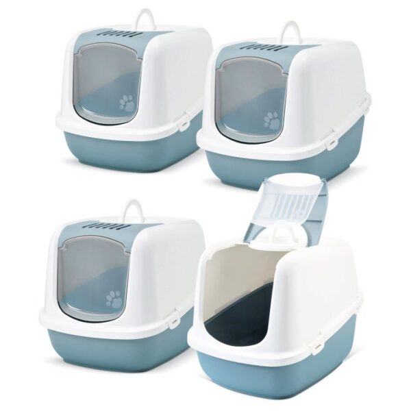 4er sparpack xxl katzentoilette nestor jumbo weiss blau