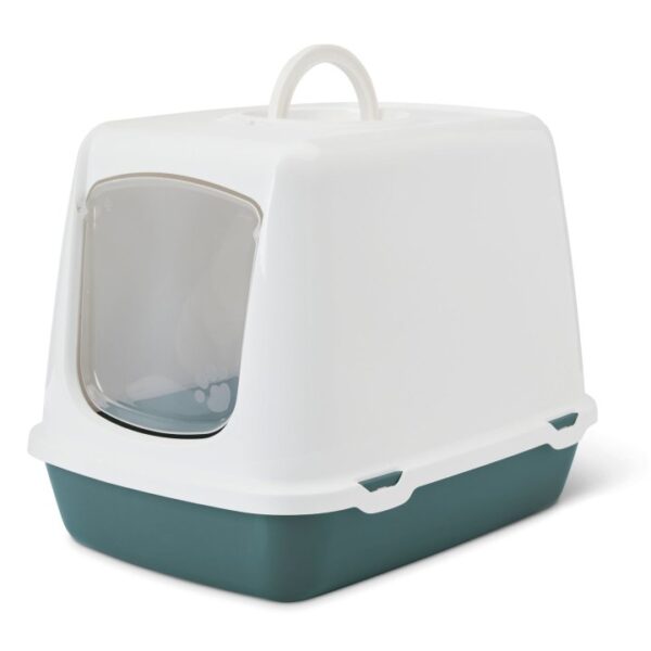 katzentoilette haubentoilette fuer katzen oscar 50 x 37 x 39 cm weiss dunkelgruen