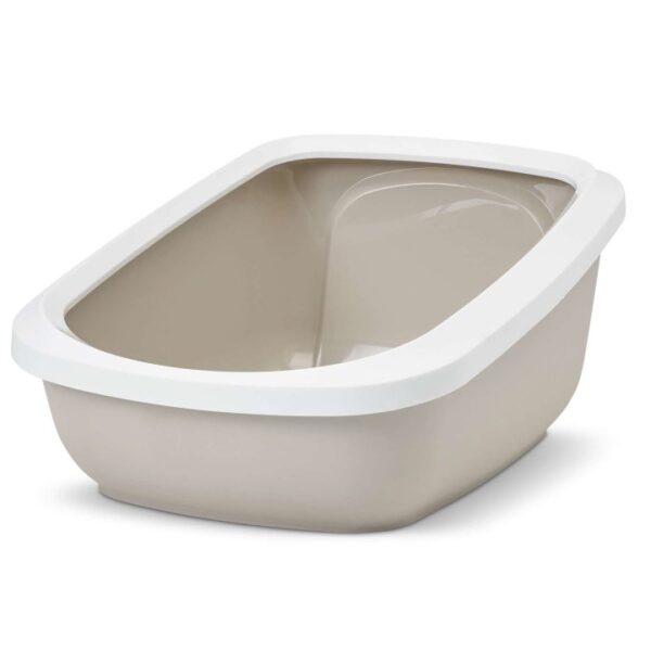 katzentoilette katzenklo mit rand aseo jumbo weiss beige 675 x 485 x 28 cm