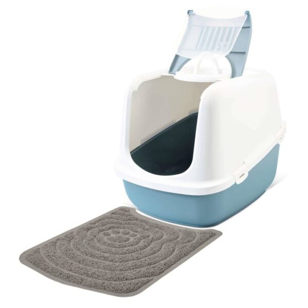 sparpack katzentoilette nestor jumbo weiss blau fuer grosse katzenrassen inkl vorlegematte