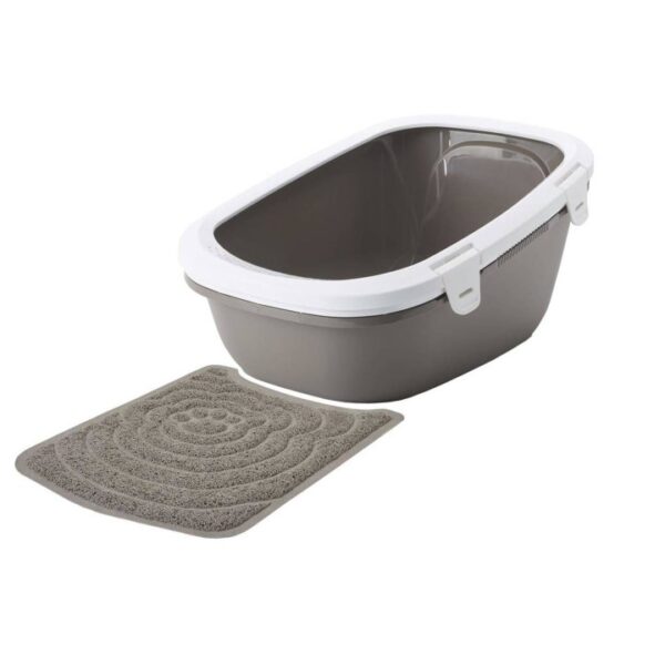 sparpaket katzentoilette simba mit sieb vorlegematte warmgrey weiss