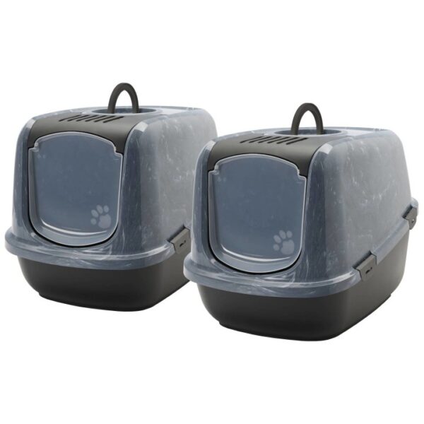 2er Sparpack XXL Katzentoilette NESTOR JUMBO schwarz-marmor für große Katzen 66,5 x 48,5 x 46,5 cm (36,00 € pro Stk)