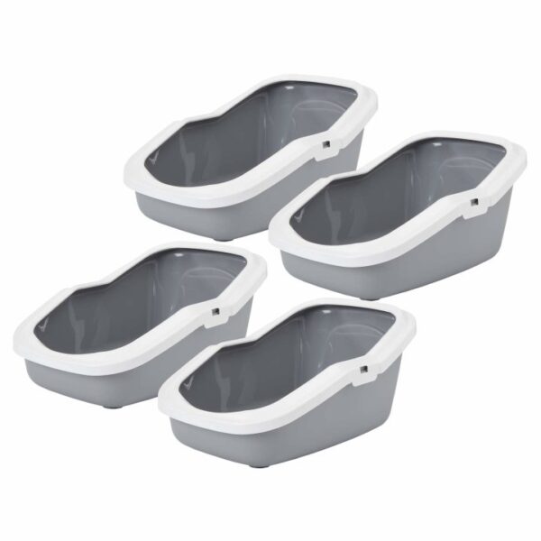 4er Sparpack Katzentoilette Katzenklo mit Rand ASEO grau-weiss (11,25 € pro 1 Stück)