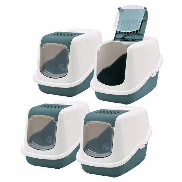 4er Sparpack Katzentoilette NESTOR Haubentoilette in grün-weiss (20,00 € pro 1 Stück)