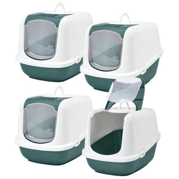 4er Sparpack XXL Katzentoilette NESTOR JUMBO weiss-dunkelgrün (31,25 € pro 1 Stück)