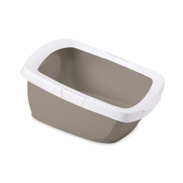 Katzentoilette Katzenklo Schalentoilette mit abnehmbarem Rand weiss-grau 57 x 41 x 28,5 cm