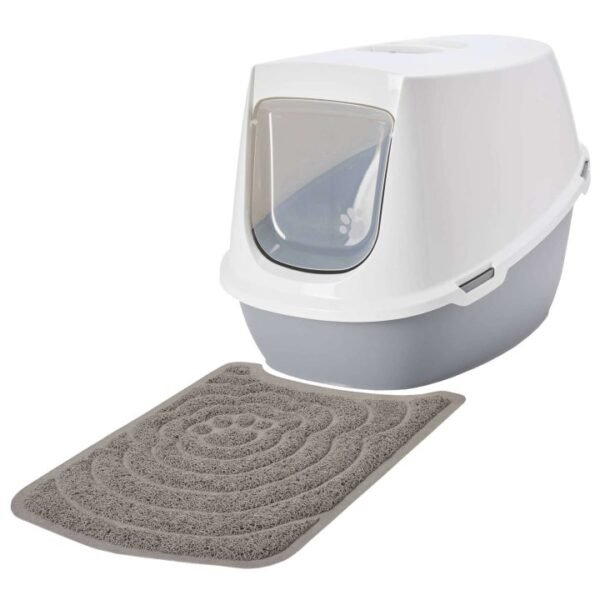 Sparpack XXL Katzentoilette Katzenklo Robin Jumbo weiss-grau mit Katzenstreumatte