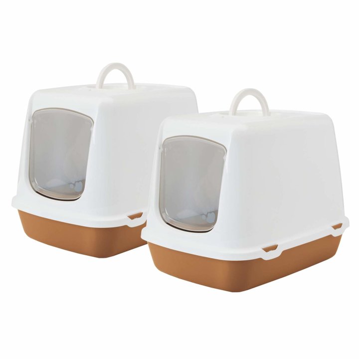 2er sparpack katzentoilette haubentoilette oscar weiss braun 50 x 37 x 39 cm