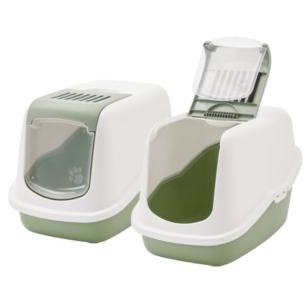 2er Sparpack Katzentoilette NESTOR Haubentoilette in hellgrün 56 x 39 x 38,5 cm (22,50 € pro 1 Stück)