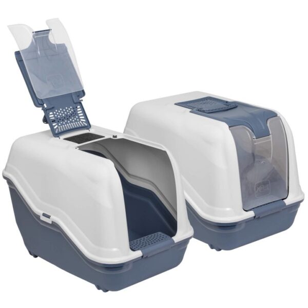 2er Sparpack XXL Katzentoilette NETTA MAXI weiss-blau 66 x 49 x 50 cm (33,99 € pro 1 Stück)