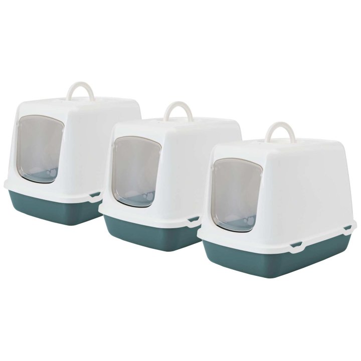 3er sparpack katzentoilette haubentoilette oscar weiss gruen 50 x 37 x 39 cm