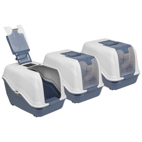 3er Sparpack XXL Katzentoilette NETTA MAXI weiss-blau (33,33 € pro 1 Stück)