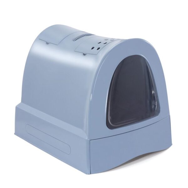 Katzentoilette Haubentoilette mit Schublade Tragegriff Staufach Kohlefilter blau