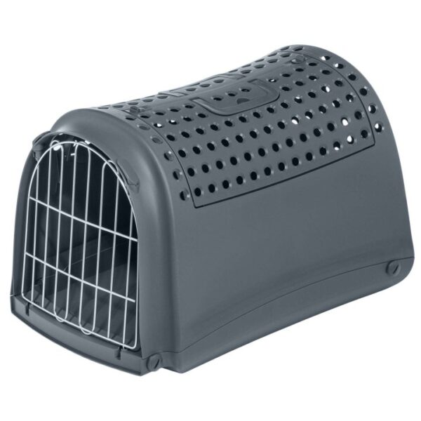 Transportbox Reisekorb für Hunde, Katzen und Kleintiere aus Kunststoff 52,5 x 32 x 34,5 cm Schwarz