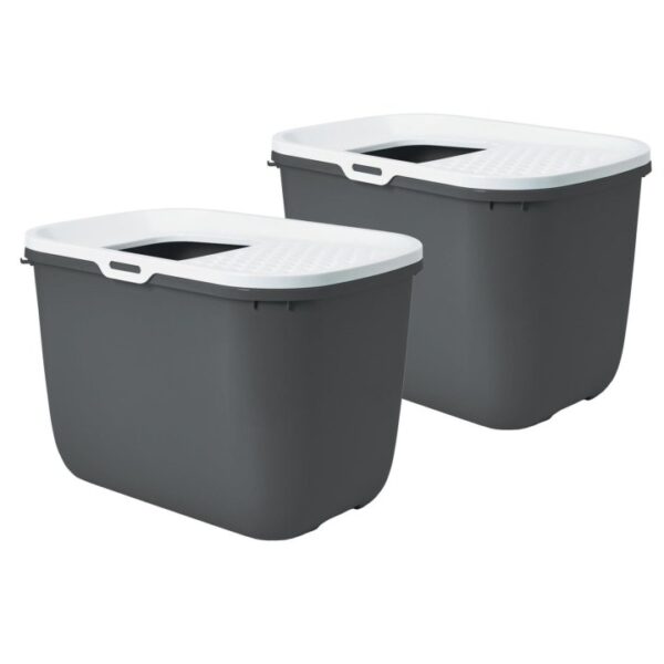 2er Sparpack Katzentoilette HOP IN Einstieg von oben grau (24,99 € pro 1 Stück)