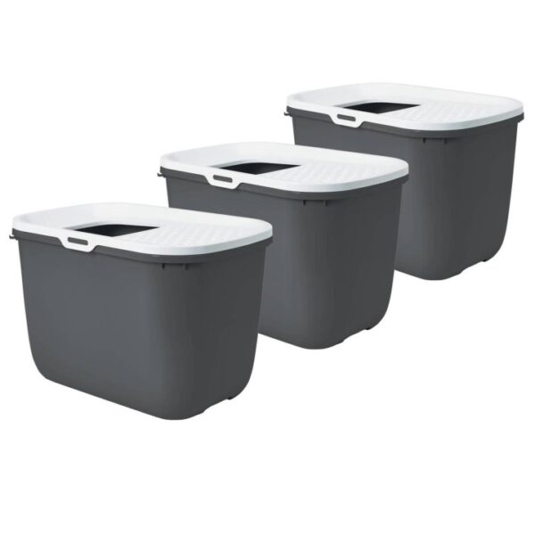 3er Sparpack Katzentoilette HOP IN Einstieg von oben grau (24,00 € pro 1 Stück)