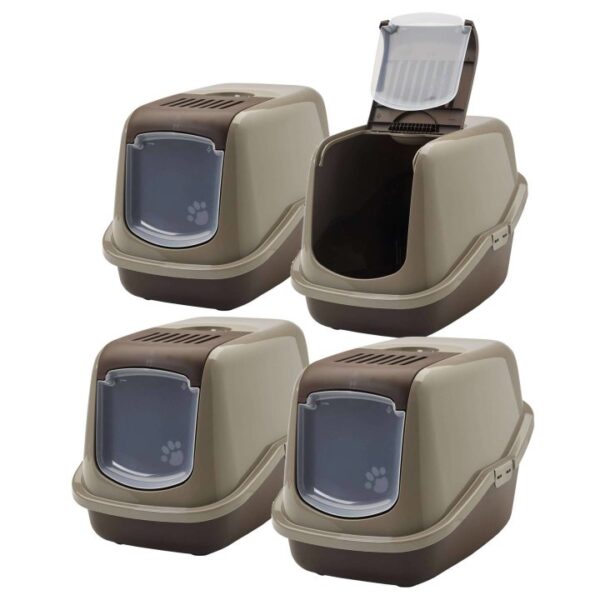 4er Sparpack Katzentoilette Haubentoilette NESTOR schoko-braun (20,00 € pro 1 Stück)