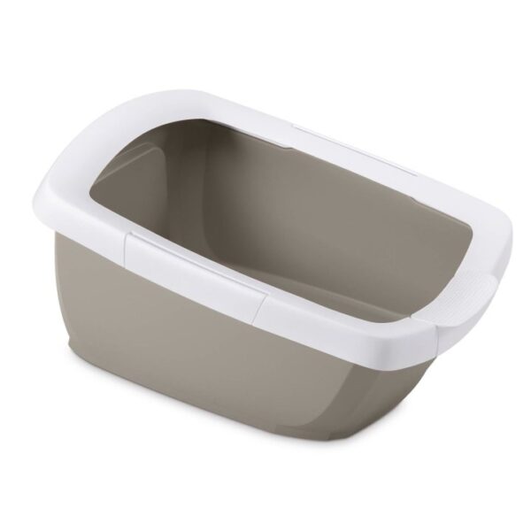 Katzentoilette Katzenklo Schalentoilette mit abnehmbarem Rand weiss-grau 65 x 47 x 33 cm