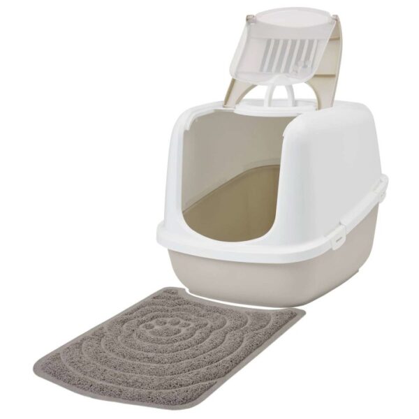 Sparpaket Katzentoilette NESTOR JUMBO weiss-beige für große Katzenrassen inkl. Vorlegematte