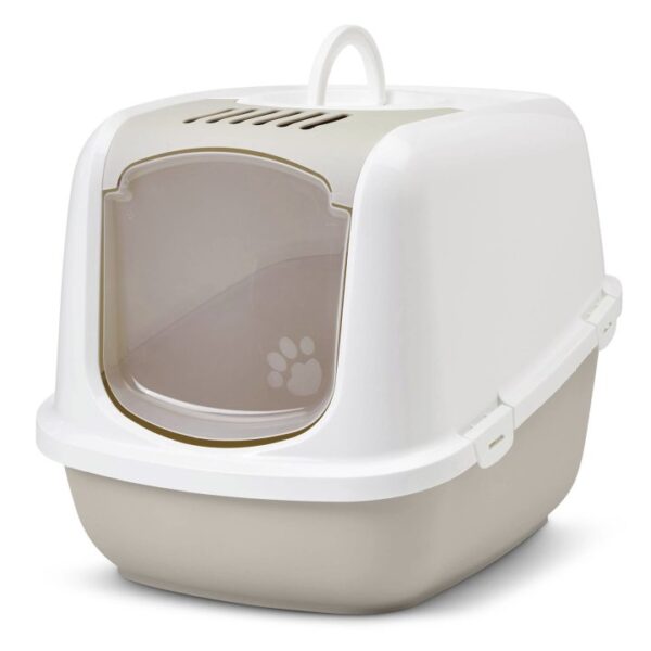 XXL Katzentoilette NESTOR JUMBO weiss-beige speziell für große Katzenrassen 66,5 x 48,5 x 46,5 cm