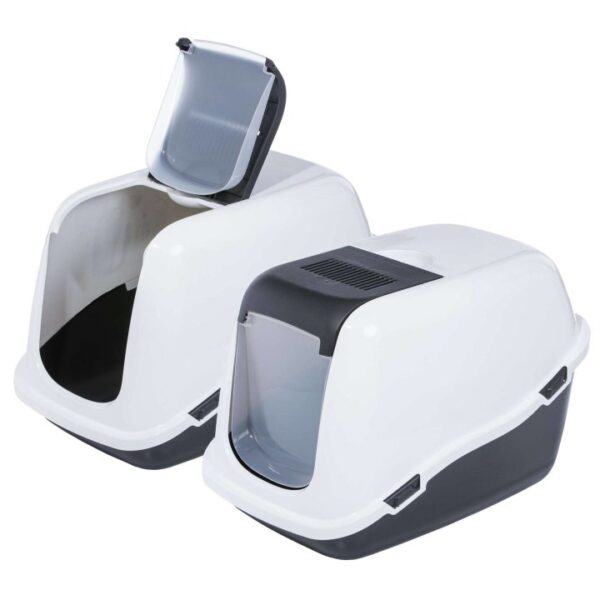 2er Sparpack Katzentoilette Katzenklo Haubentoilette mit großer Klappe weiss-dunkelgrau 57 x 39 x... (20,99 € pro 1 Stück)