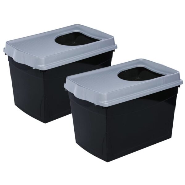 2er Sparpack Katzentoilette Katzenklo mit Einstieg von oben schwarz-grau 60 x 38,5 x 40 cm (17,49 € pro 1 Stück)