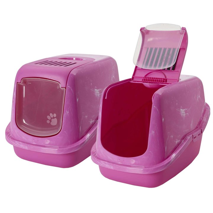 2er sparpack katzentoilette nestor haubentoilette pink marmor 56 x 39 x 385 cm